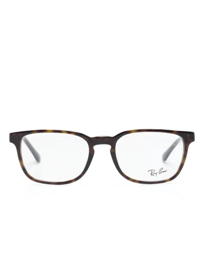 Ray Ban Rectangle-frame Glasses In Brown