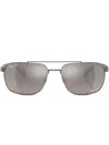 Ray Ban Rectangle-frame Mirrored-lens Sunglasses In Grau