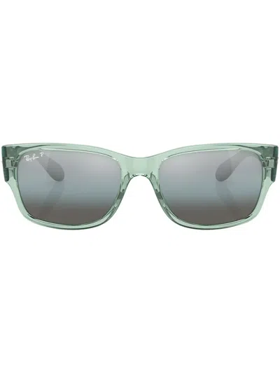 Ray Ban Rectangle-frame Mirrored-lens Sunglasses In Grün