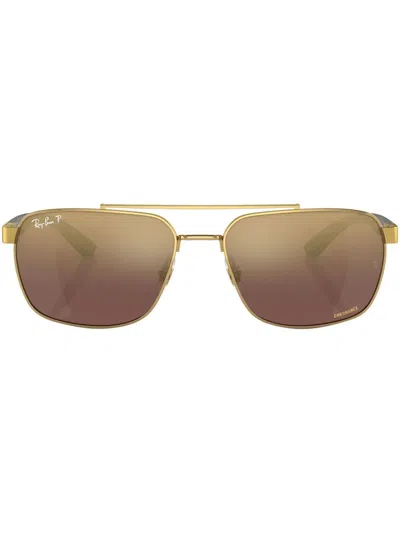 Ray Ban Rectangle-frame Sunglasses In Braun