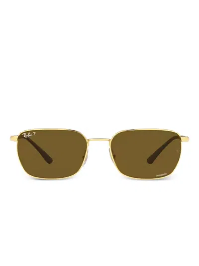 Ray Ban Rectangle-frame Sunglasses In Gold