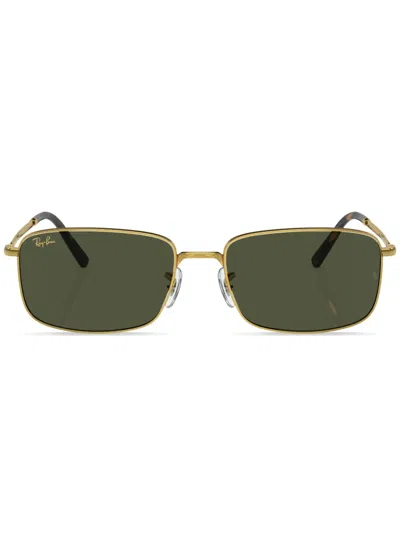 Ray Ban Rectangle-frame Sunglasses In Gold