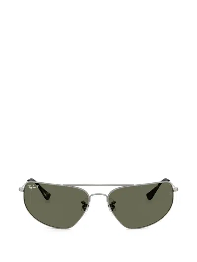 Ray Ban Rectangle-frame Sunglasses In Green