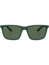 Ray Ban Rectangle-frame Tinted-lens Sunglasses In Grün