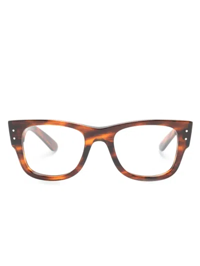 Ray Ban Rectangle-frame Tortoiseshell-effect Glasses In Brown