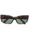 Ray Ban Rectangle-frame Tortoiseshell Sunglasses In Brown
