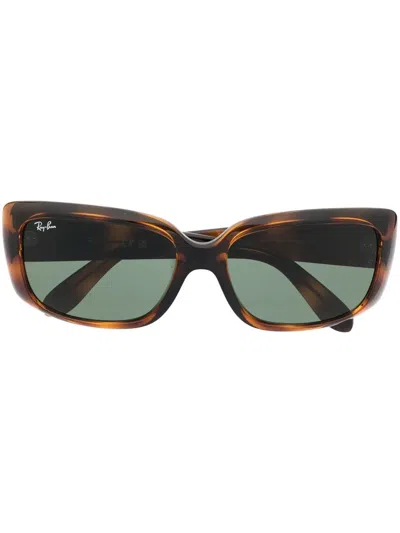 Ray Ban Rectangle-frame Tortoiseshell Sunglasses In Brown