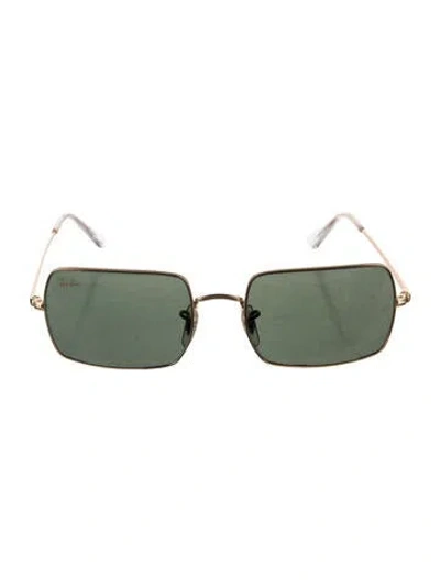 Pre-owned Ray Ban Rectangle Square Sunglasses In Gold