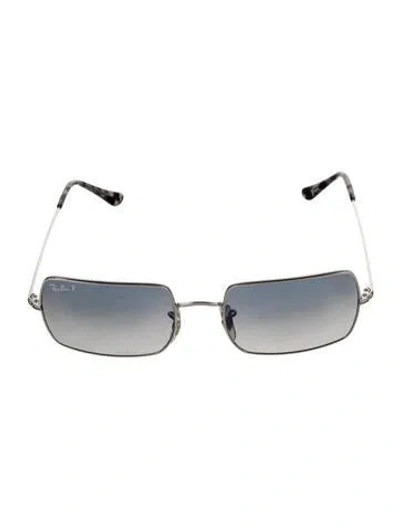Pre-owned Ray Ban Rectangle Square Sunglasses In Silver