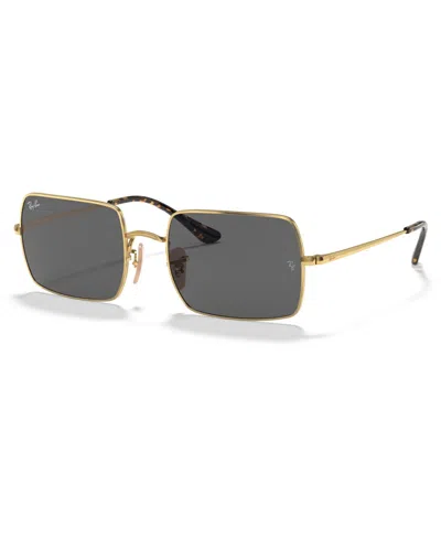 Ray Ban Rectangle Sunglasses, Rb1969 54 In Gold,dark Grey