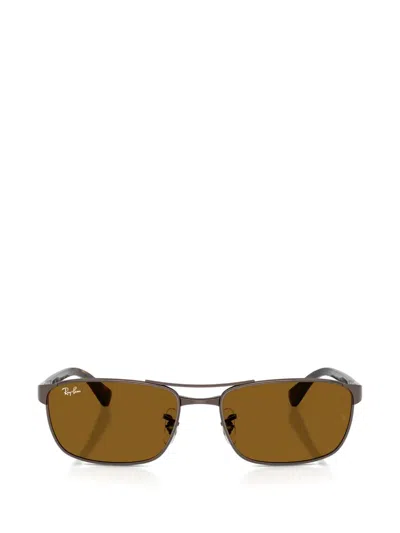 Ray Ban Rectangle-frame Sunglasses In Metallic