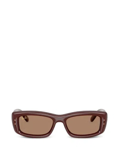 Ray Ban Rectangle-frame Sunglasses In Brown