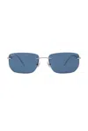 Ray Ban Rectangular Rimless Sunglasses In Blue