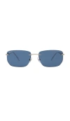 Ray Ban Rectangular Rimless Sunglasses In Blue