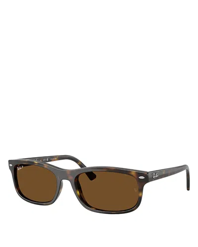 Ray Ban Ray-ban Rectangular Sunglasses, 57mm In Brown