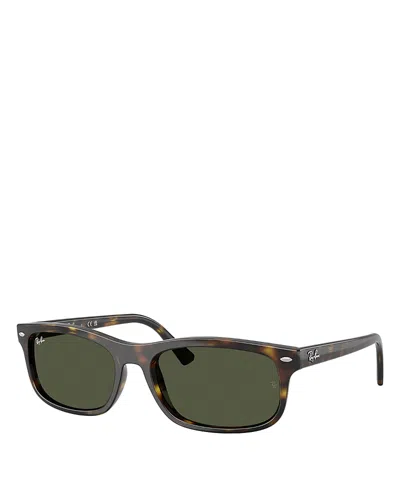 Ray Ban Havana Rectangle Sunglasses In Gold