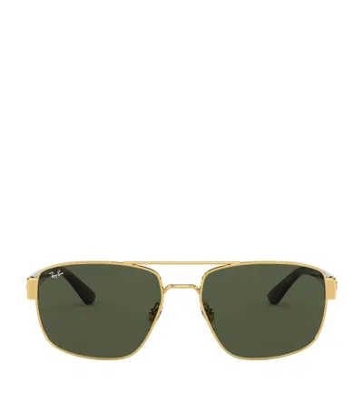 Ray Ban Rectangular Sunglasses In Gold
