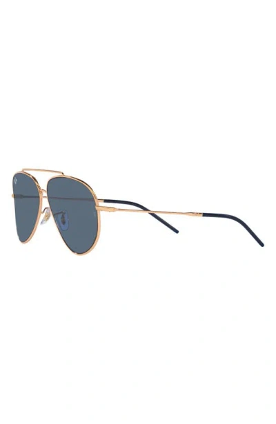 Ray Ban Reverse 62mm Oversize Aviator Sunglasses In Dark Blue