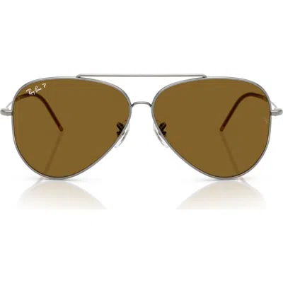 Ray Ban Ray-ban Reverse 62mm Oversize Aviator Sunglasses In Dark Brown