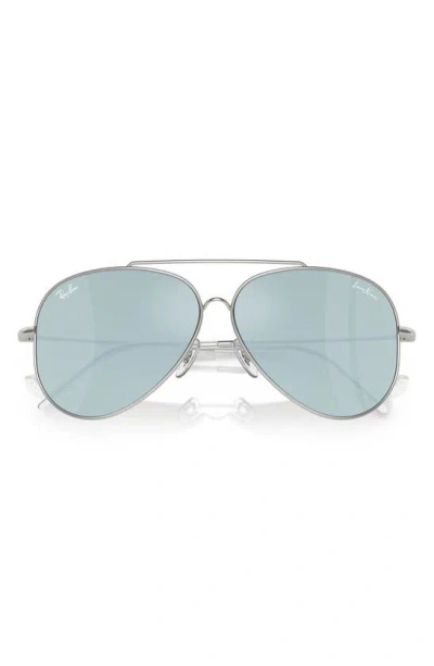 Ray Ban Reverse 62mm Oversize Aviator Sunglasses In Grey Silver