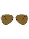 Ray Ban Aviator Reverse Sunglasses Gunmetal Frame Brown Lenses Polarized 59-11 In Grey