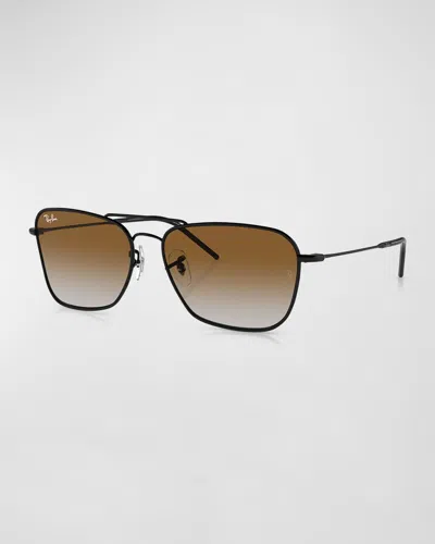 Ray Ban Reverse Gradient Metal Aviator Sunglasses In Black