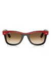 Ray Ban Rim-detail Square-frame Sunglasses In Brown