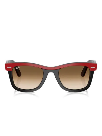 Ray Ban Rim-detail Square-frame Sunglasses In Brown