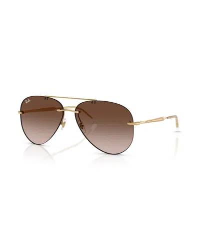 Ray Ban Rimless Aviator Metal-frame Sunglasses Rb3791 In Gold