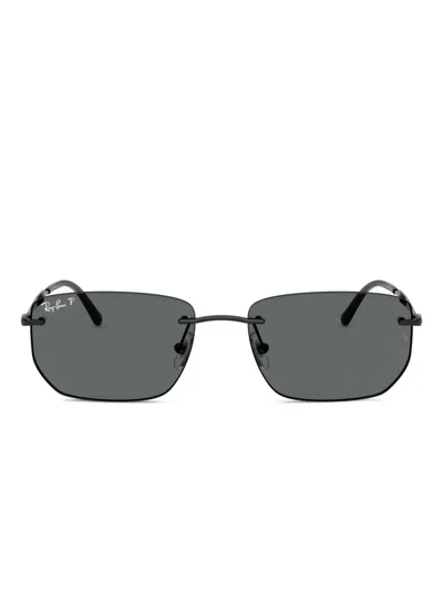 Ray Ban Rimless Rectangle-frame Sunglasses In Black