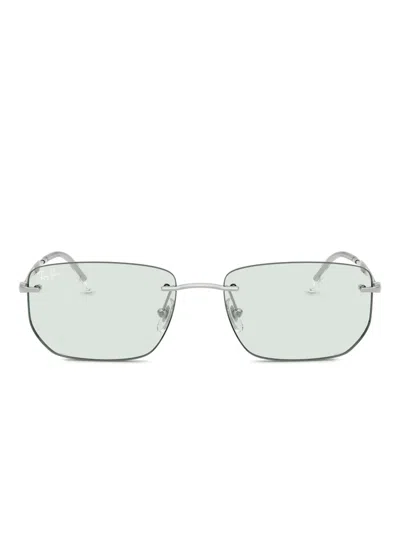 Ray Ban Rimless Rectangle-frame Sunglasses In Silver