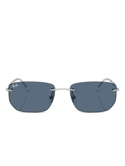 Ray Ban Rimless Rectangle Sunglasses In Metallic