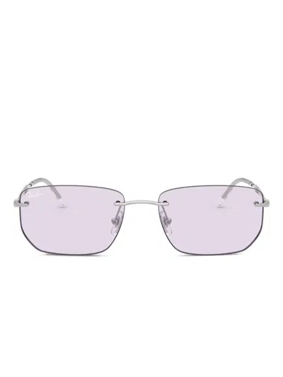 Ray Ban Rimless Rectangle Sunglasses In Brown