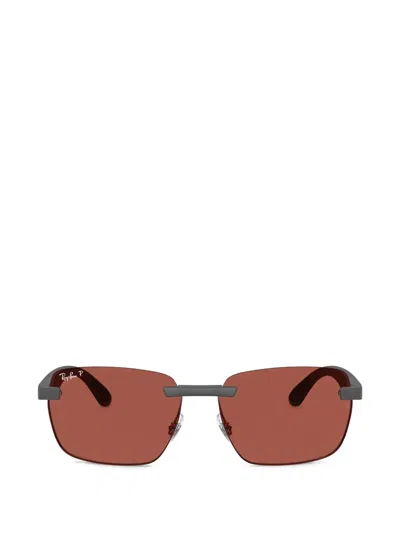 Ray Ban Rimless Rectangle-frame Sunglasses In Brown
