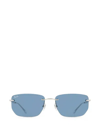 Ray Ban Rimless Rectangle-frame Sunglasses In Silver
