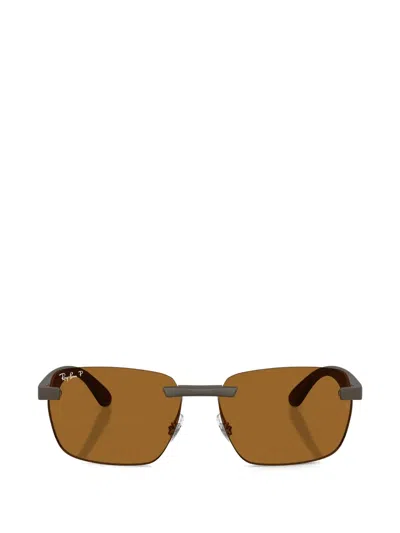 Ray Ban Rimless Sunglasses In Brown