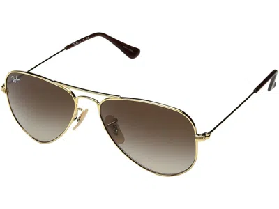 Ray Ban Rj9506s Aviator Sunglasses (little Kid/big Kid) Fashion Sunglasses Arista/brown Gradient Dark Brown: