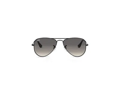Ray Ban Rj9506s Aviator Sunglasses (little Kid/big Kid) Polarized Fashion Sunglasses Black/light Grey Gradie In Gray