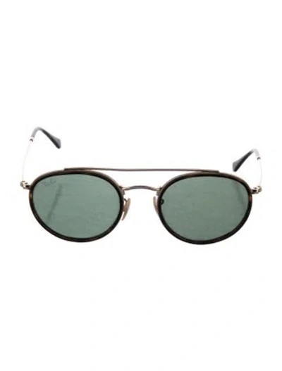 Pre-owned Ray Ban Round Double Bridge Aviator Sunglasses In Black