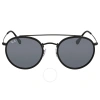 Ray Ban Black Round Double Bridge Sunglasses In Black / Blue