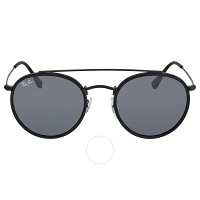 Ray Ban Black Round Double Bridge Sunglasses In Black / Blue