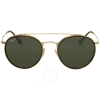 Ray Ban Round Double Bridge Green Classic G-15 Unisex Sunglasses Rb3647n 001 51 In Gold / Green