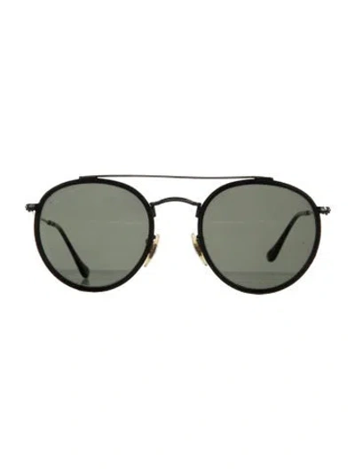 Pre-owned Ray Ban Round Double Bridge Oversize Sunglasses In Black