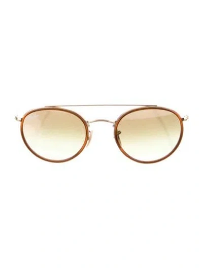 Pre-owned Ray Ban Round Double Bridge Round Sunglasses In Brown