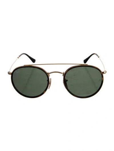Pre-owned Ray Ban Round Double Bridge Round Sunglasses In Gold