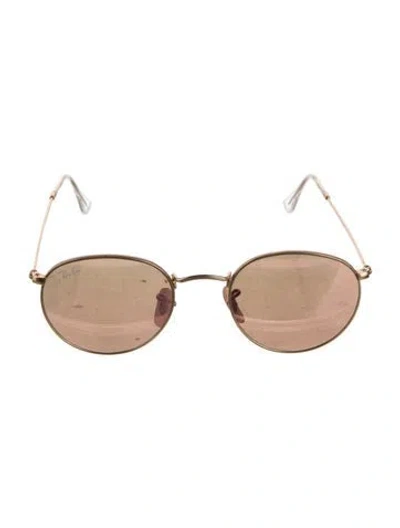 Pre-owned Ray Ban Round Flash Lenses Round Sunglasses In Gold/pink