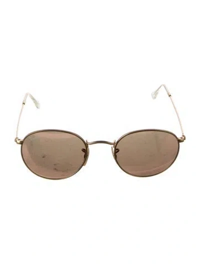 Pre-owned Ray Ban Round Flash Round Sunglasses In Gold