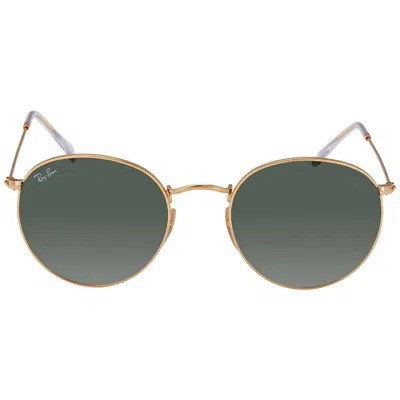 Ray Ban Round Flat Lenses Green Classic G-15 Unisex Sunglasses Rb3447n 001 53 In Gold