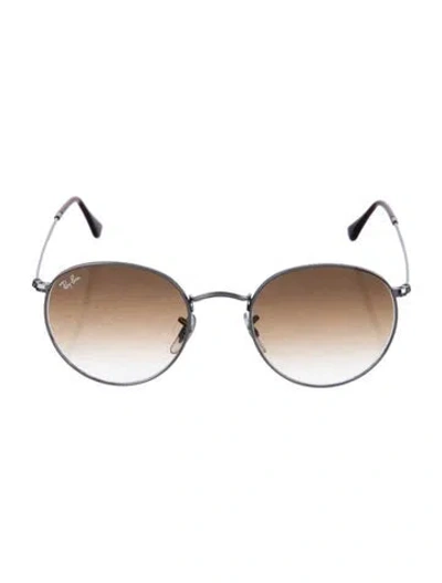 Pre-owned Ray Ban Round Flat Lenses Oversize Sunglasses In Gold