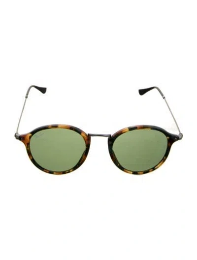 Pre-owned Ray Ban Round Fleck Round Sunglasses In Brown